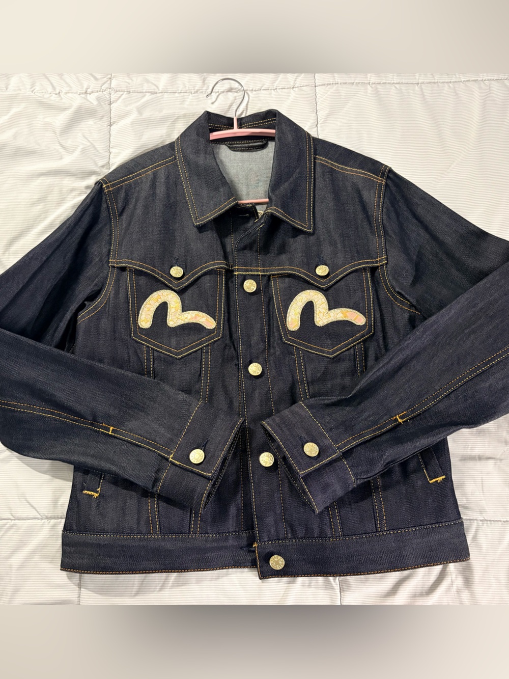 Evisu Dark Indigo Denim Jacket with Embroidery